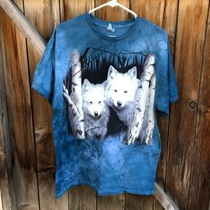 The Mountain tie dye white wolves tie dye shirt